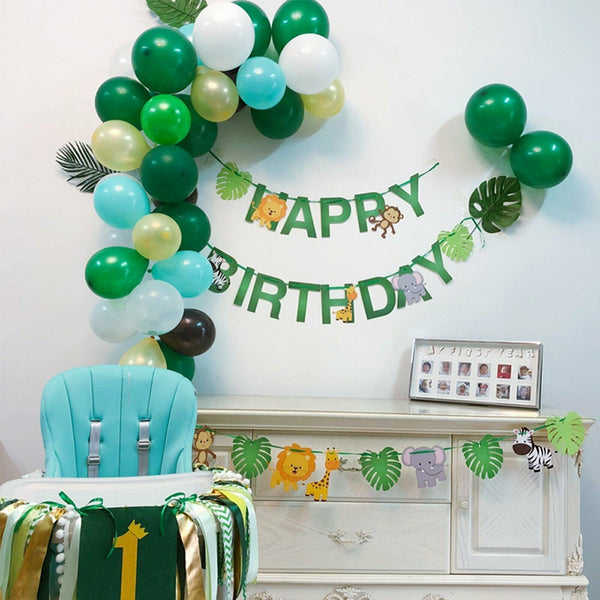 1x Happy birthday Baby Shower Safari Jungle Animal Paper Banner Bunting Garland - Lets Party