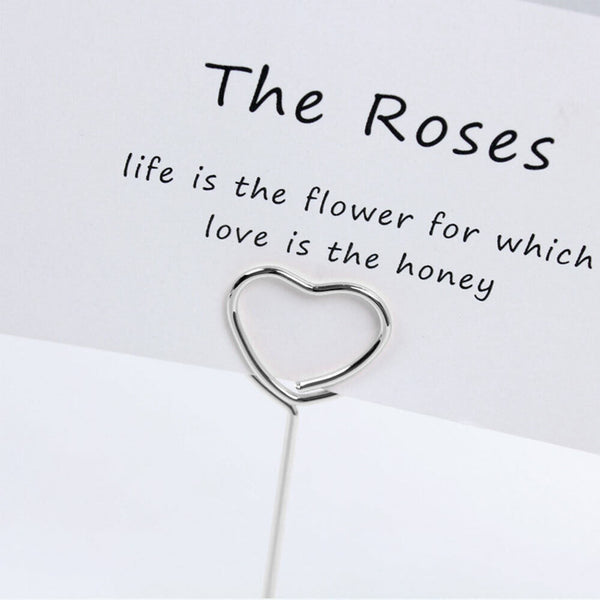 10pcs Wedding Heart Card Stand Number MEMO Place Holder Clip Name Table Shaped