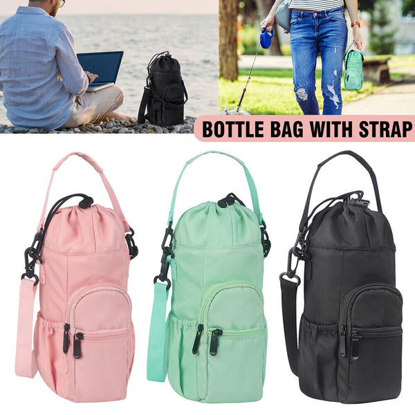 1-3x Portable Water Bottle Carrier Insulated Cup Cover Bag Holder Pouch w/ Strap