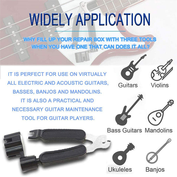 3-in-1 Guitar String Winder and Cutter Pin Puller Electric Acoustic Guitar Tool