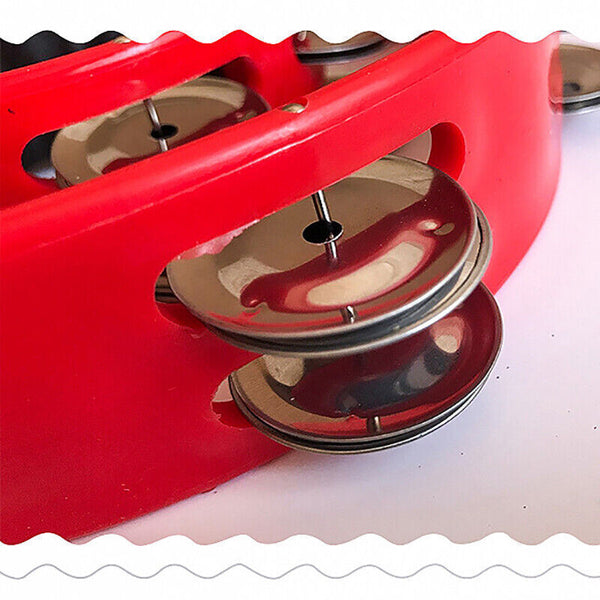 Double Half Moon Tambourine Musical Percussion Instrument Bell Beat Drum ABS AU