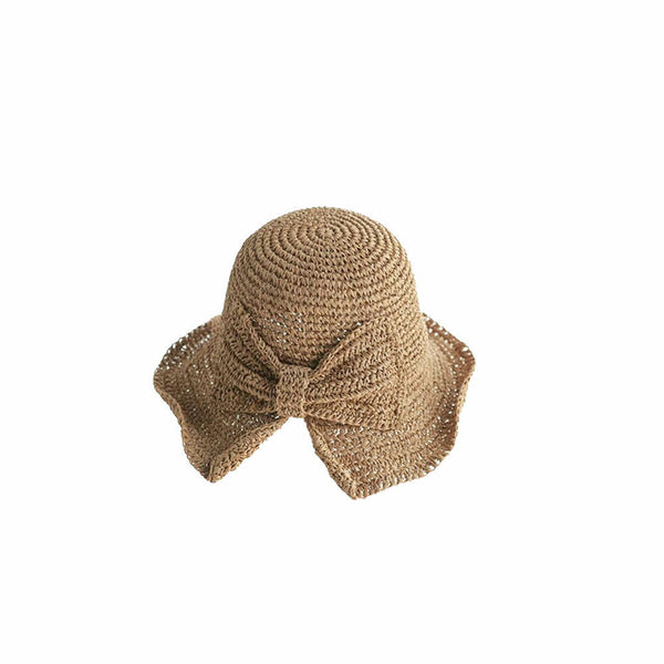 Bow Sun Hats Adjustable Beach Raffia Summer Wide Brim Visor Straw Women Floppy