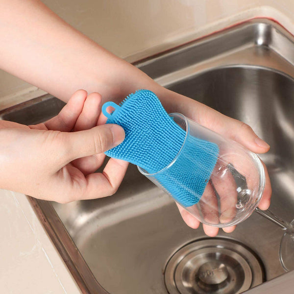 4X Home Kitchen Silicone Scrubber Sponge Brush Dish Pot Pan Washing Cleaning AUS - Lets Party