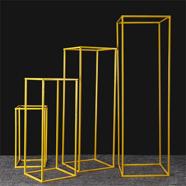 4PCS Flower Racks Gold Iron Plinth Wedding Decorations Geometric Box Party Stand