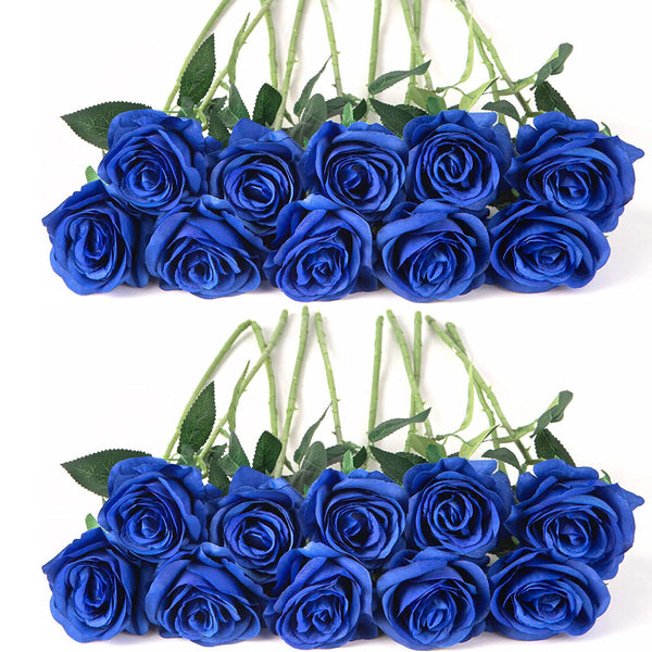 UP 50X 51cm Long Stem Artificial Rose Flowers Velvet Bunch Wedding Home Bouquet