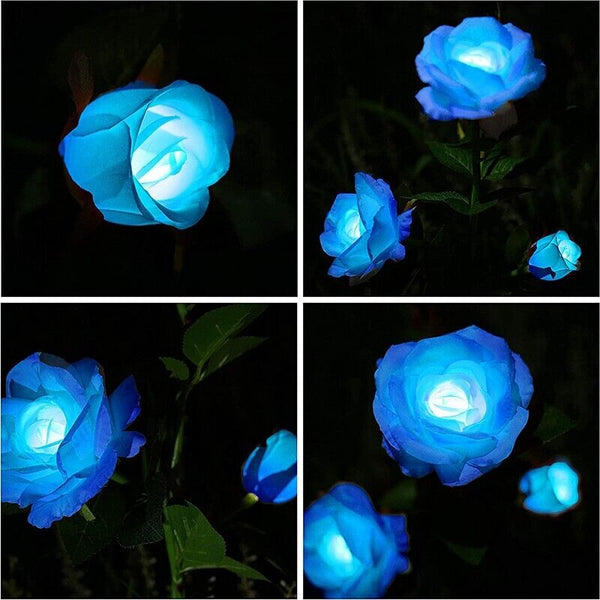 5 LED Solar Power Rose Flower Stake Lights Outdoor Garden Path Luminous Lamps AU
