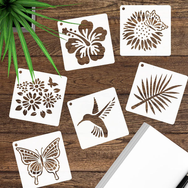 60X Flower Painting Stencils on Wood Canvas Reusable Stencil Art Template Fabric