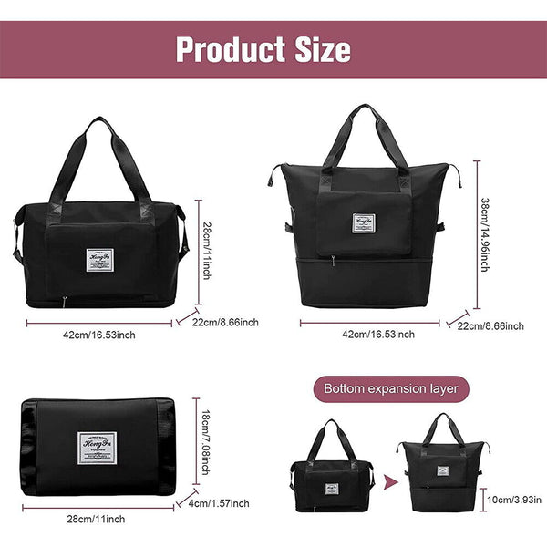 Women Large Capacity Collapsible Travel Bag Expandable Waterproof Duffel Bag New