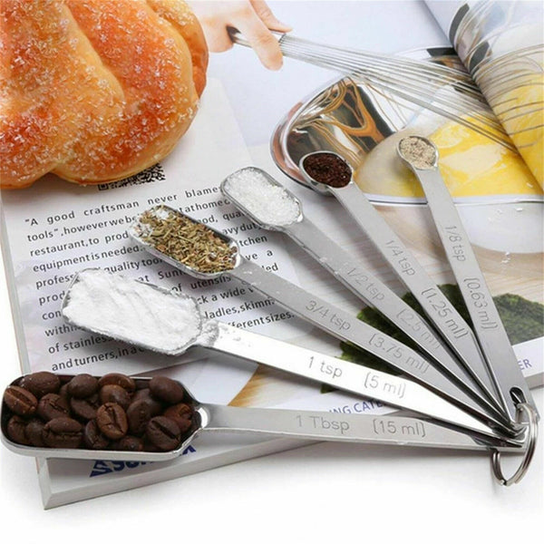 5/6pcs Stainless Steel Mini Measuring Seasoning Dry and Liquid Ingredients Spoon