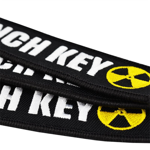 LAUNCH KEY Keychain Embroidered Key Ring Chain Car Bike Keyring Jet Tag Funny AU