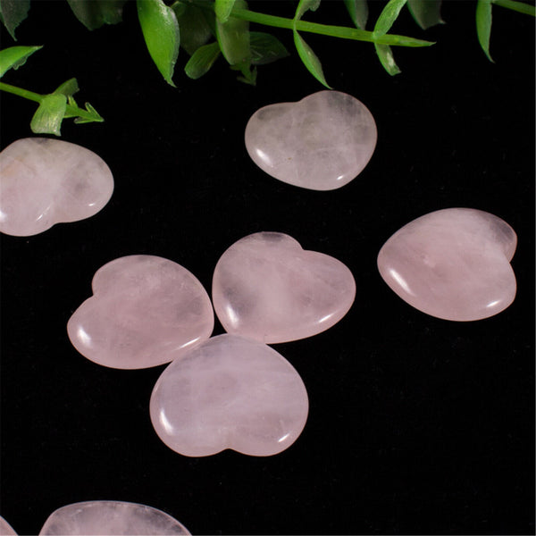 10X Heart Shaped Natural Rose Quartz Crystal Palm Healing Love Gemstone Pink AU