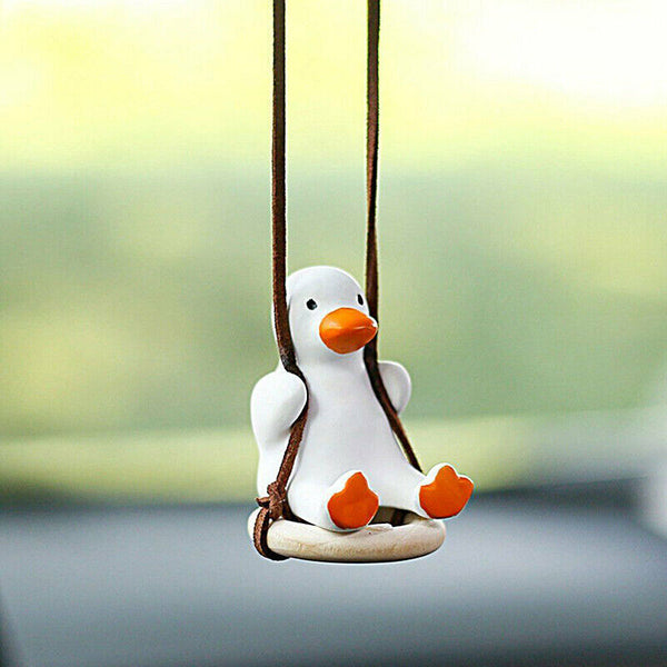 Car Pendant Cute Anime Little Duck Swing Auto Rearview Mirror Hanging Ornament