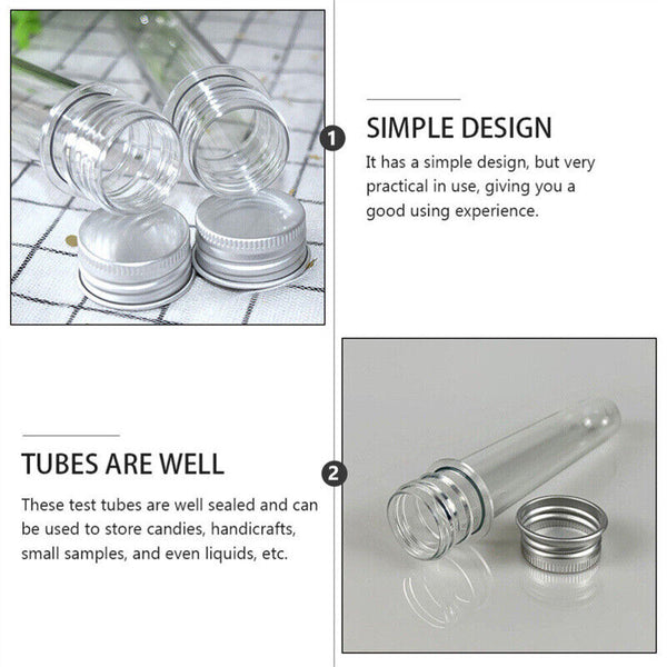 200PCS Clear Plastic Test Tube Screw Cap Bath Salt Container Jelly Candy Bottle
