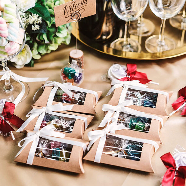 10-100PCS Pillow Favor Bag Candy Gift Box Kraft Paper Gift Favour Wedding Party