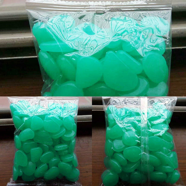 100Pcs Pebbles Stone Glow in the Dark Rock Fish Tank Stones Garden Road Decor AU