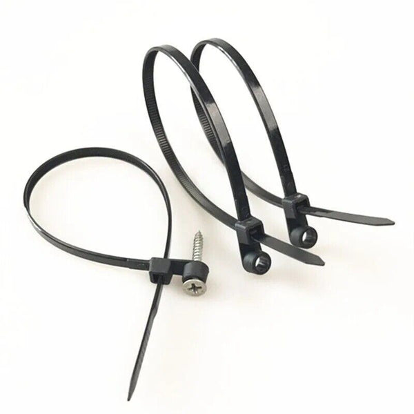 100PCS Nylon Cable Wire Zip Ties Mounting Hole Nail Screw Self locking Strap 5mm