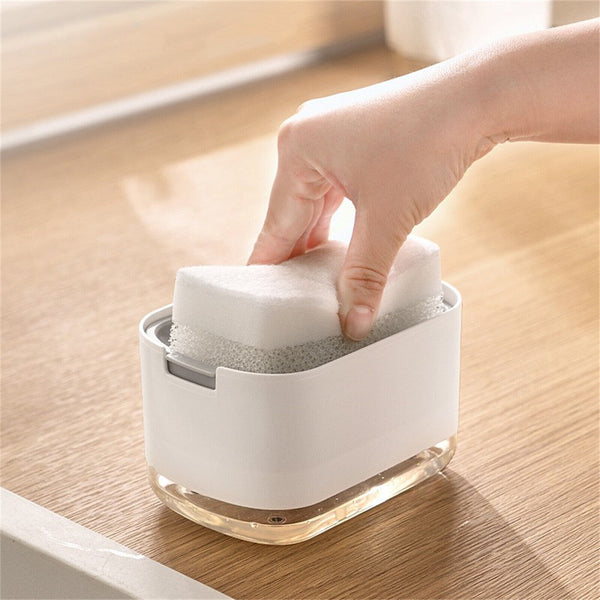 2in1 Soap Dispenser Pump Sponge Holder Countertop Dishwashing Liquid Containe AU
