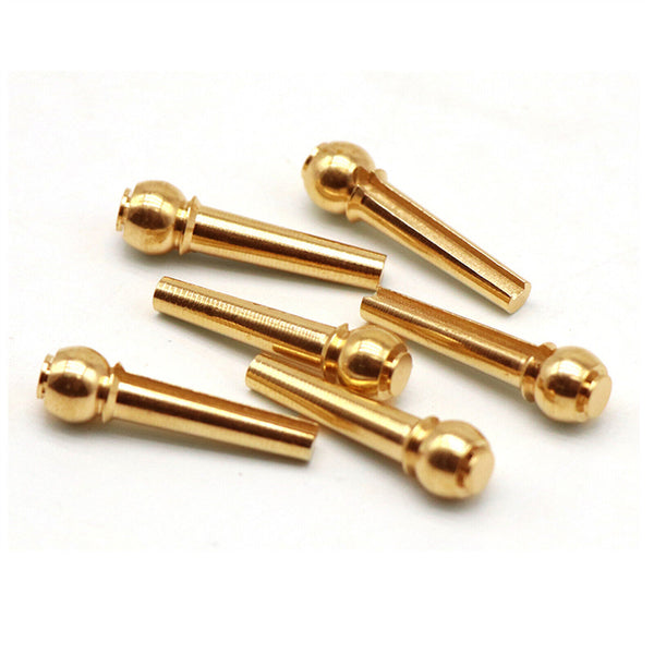 6PCS Guitar Bridge Pins Metal String End Peg Acoustic Gold Brass+Puller Remover