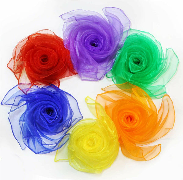 24pcs Juggling Silk Dance Magic Tricks Dancing Performance Props Chiffon Scarves