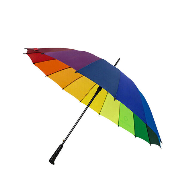 16 Ribs Large Rainbow Umbrella Fashion Straight Long Handle Anti UV Sun Rain AU