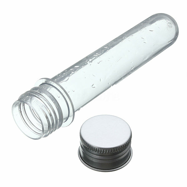 50pcs 45ML Plastic Lab Test Tubes Metal Cap Screw Lid Round Bottom Wedding Party