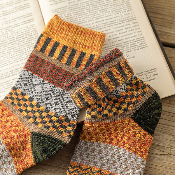 5 Pairs Winter Nordic Wool Blend Cashmere Thick Warm Knitted Thermal Crew Socks