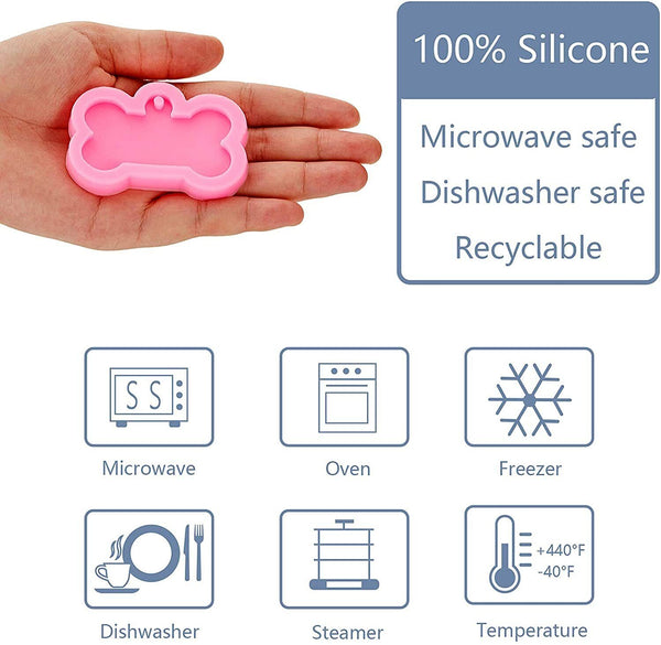 2pcs Silicone Bone Shape Resin Mold Dog Tag Keychain Resin Casting Mould Craft