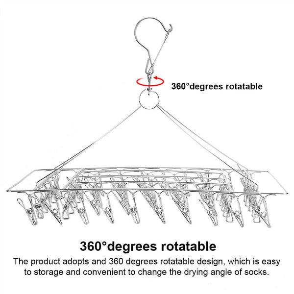 30 Pegs Stainless Steel Hanger Airer Dryer Rack Laundry Sock Underwear Clothes