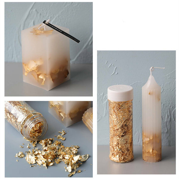 3PCS Gold & Silver & Rose Gold Foil Flakes Leaf Wrap Nail Art Acrylic Gel Polish