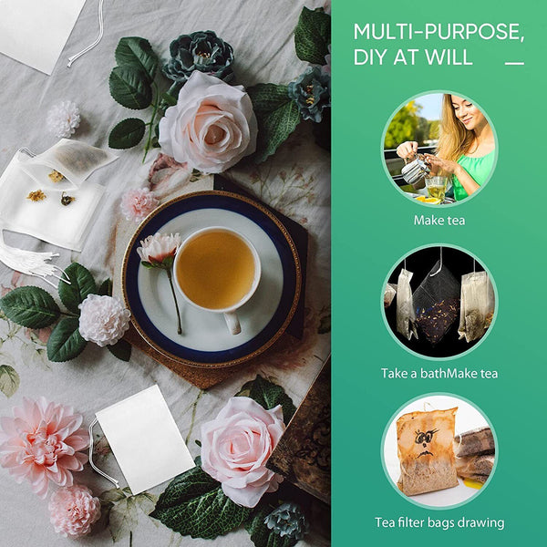 100x Empty Teabags String Heat Seal Filter Paper Herb Loose Tea Bags AU