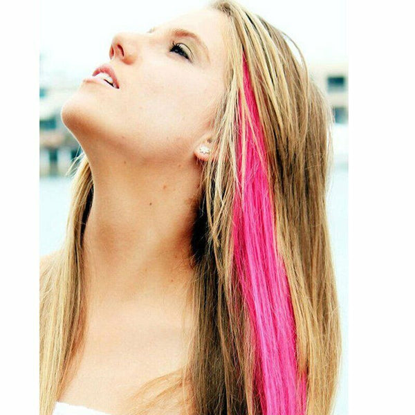Clip On In Hair Extension Long Hair Coloured Synthetic Crochet Party Highlights