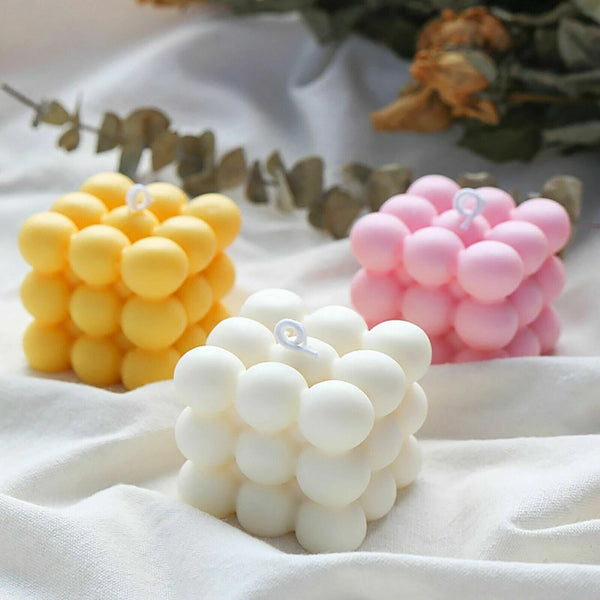 6/15 Cavities 3D Cube Candle Mould Silicone Wax Bubble Cake Dessert Plaster Mold