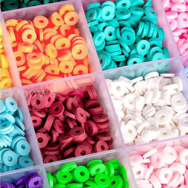 6000pcs Clay Heishi Beads Flat Beads Kit for Bracelets Necklace Earrings Anklets - Lets Party