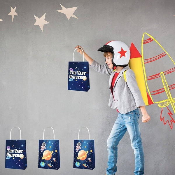 12pcs Space Astronaut Paper Loot Lolly Bag Party Supplies Kids Birthday Favour