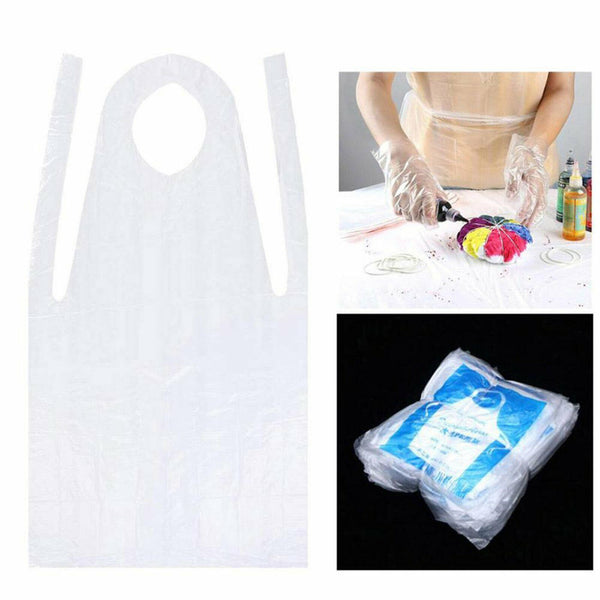 100pcs/Pack Disposable And Plastic Water Proof Apron Barbecue Oil Transparent AU