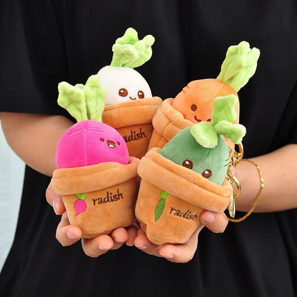 Lifelike Plants Potted Radish Stuffed Plush Toys Cartoon Plants Kid Keychain AU
