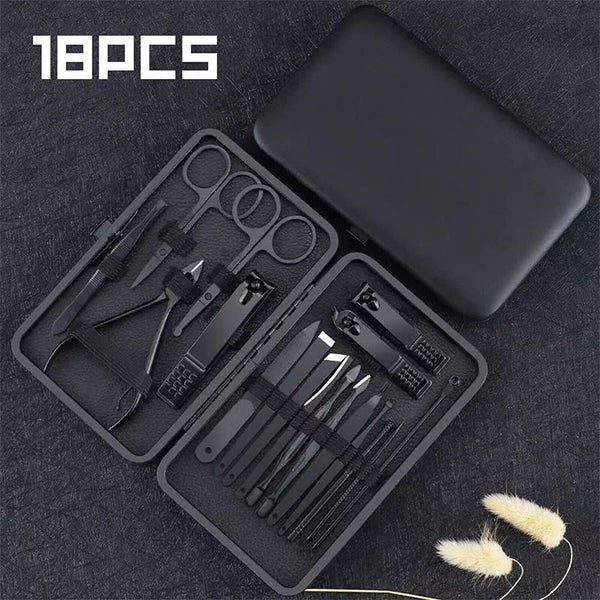 12/18PCS Manicure Pedicure Kit Set Stainless Steel Nail Grooming Clippers Tools