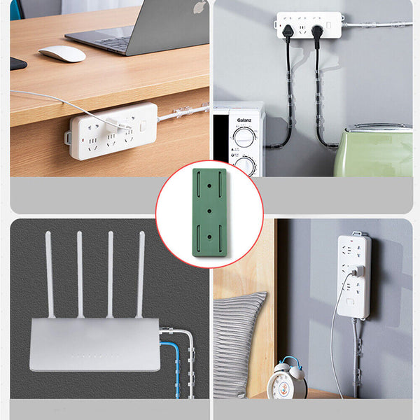 2x Socket Holder Plug Fixer Wall-Mounted Power Strip Holders Sticker Punch-free