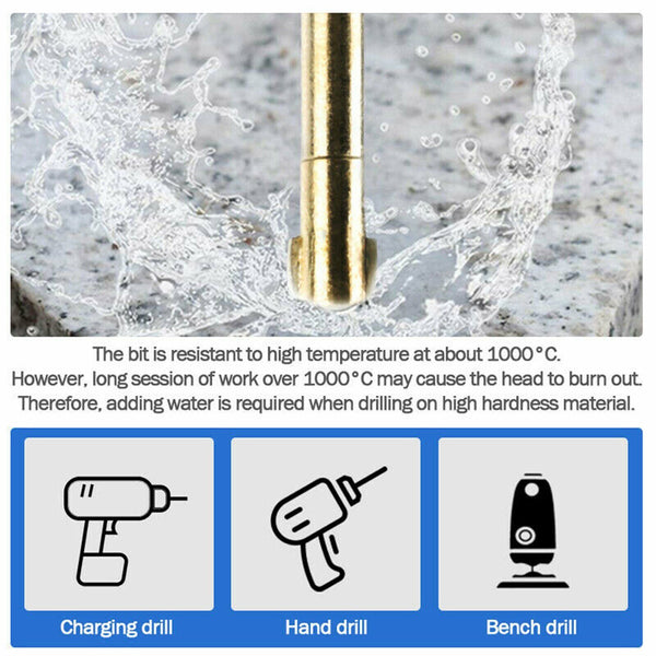 10PCS Titanium Ceramic Tile Glass Drill Bit Tungsten Carbide Cross Spear Head AU