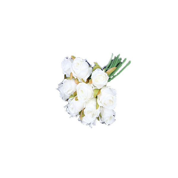 12 Heads Silk Rose Artificial Flowers Fake Bouquet Buch Home Wedding Party Decor