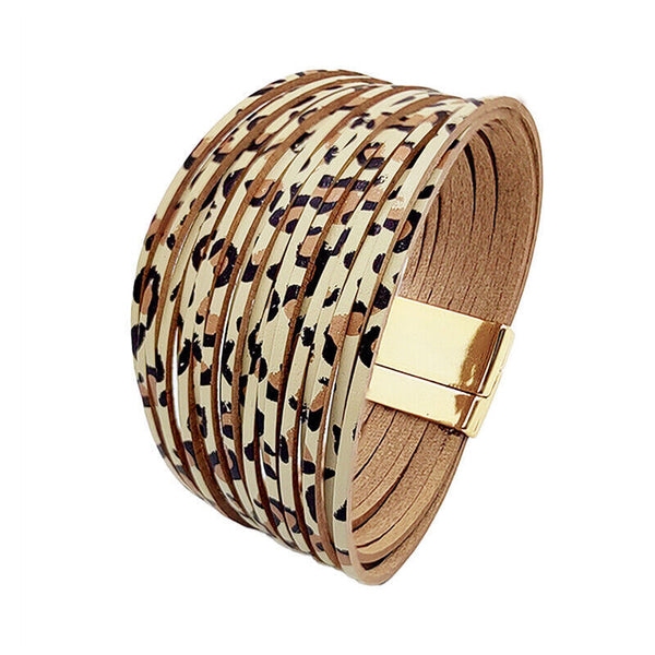 Multiple Gradient Leather Wristband Bracelet Bangle Magnetic Clasp Bracelet AU