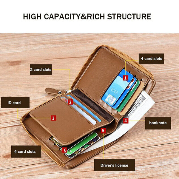Men's RFID Blocking Leather Short Wallet Credit ID Card Cash Holder Purse AU