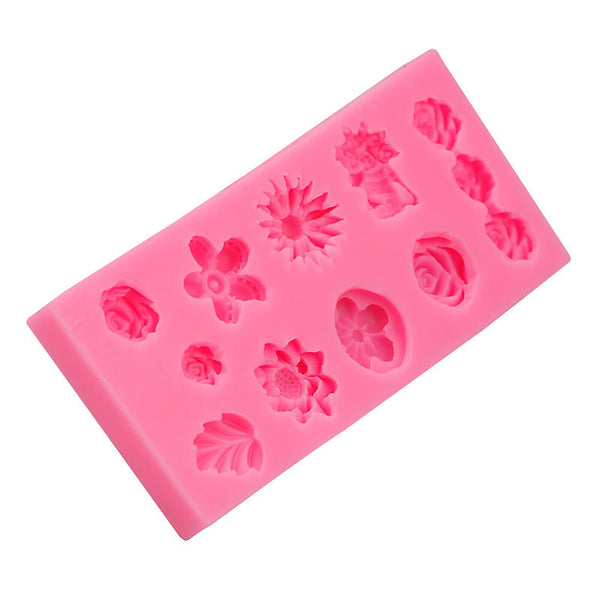 2X Silicone Flower Fondant Mold Cake Chocolate Baking Mould 3D Sugarcraft Decor