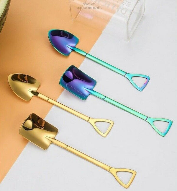 2PCS Stainless Steel Shovel Spoons Set With Box Cake Fruit Dessert XMAS Gifts