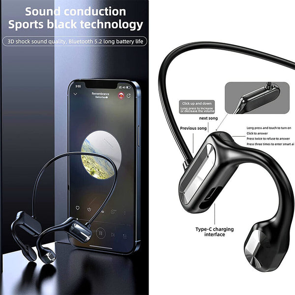 Wireless Sport Earphones Bluetooth Waterproof Headset Bone Conduction Headphones