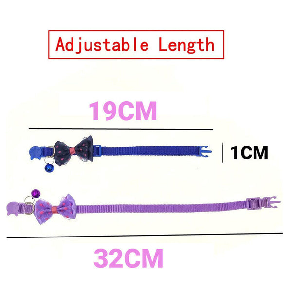 Bow Tie Cat Dog Kitten Collar with Breakaway Safety Release Buckle with Bell AU
