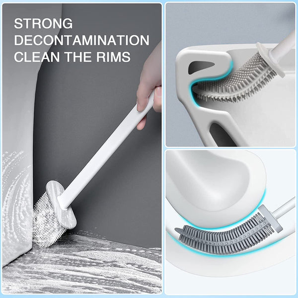 Bathroom Silicone Bristles Toilet Brush Holder Cleaning Brush Set New/ Soap Dish - Lets Party