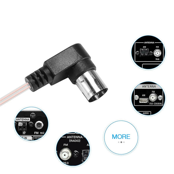 2M F Type FM Antenna 75 Ohm Male Plug For Home Radio Stereo Signal Receiver Use