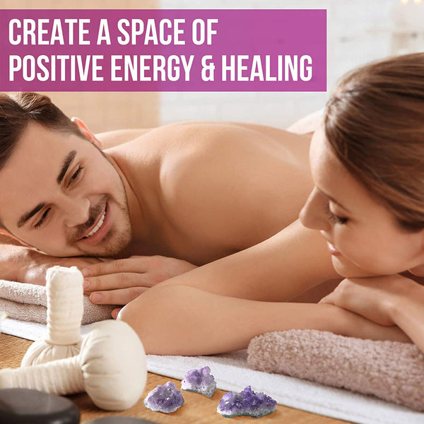 50~200g Natural Amethyst Quartz Geode Druzy with 10Pcs Natural Tumbled Stone AU