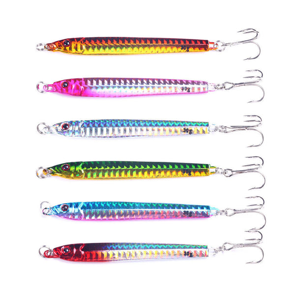 6pcs Lead Metal Jigging Lure 30g-40g Spoon Bait Saltwater Jig Fishing Tackle Lot